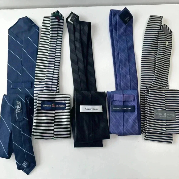 Men’s Neck Ties Lot Of 5 100% Silk Polo Tommy CK Banana Republic Talbots - Picture 5 of 16